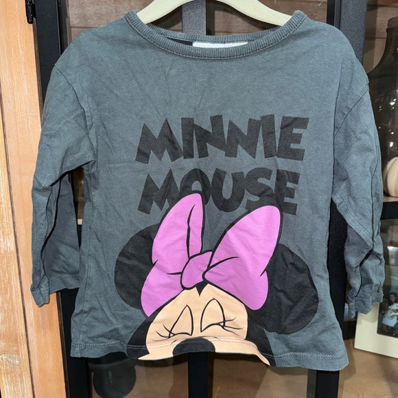Zara Kids Disney minnie mouse long sleeve tee crewneck sweater pullover charcoal - Picture 1 of 4